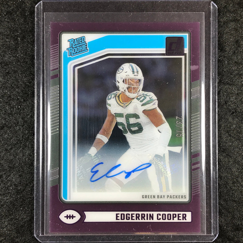2024 Clearly Donruss Football EDGERRIN COOPER Rated Rookie Auto Purple 23/75 #98