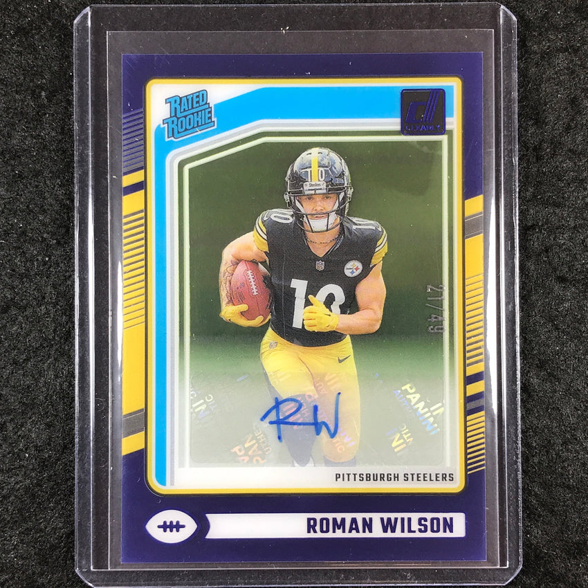 2024 Clearly Donruss Football ROMAN WILSON Rated Rookie Auto Blue 21/49 #77