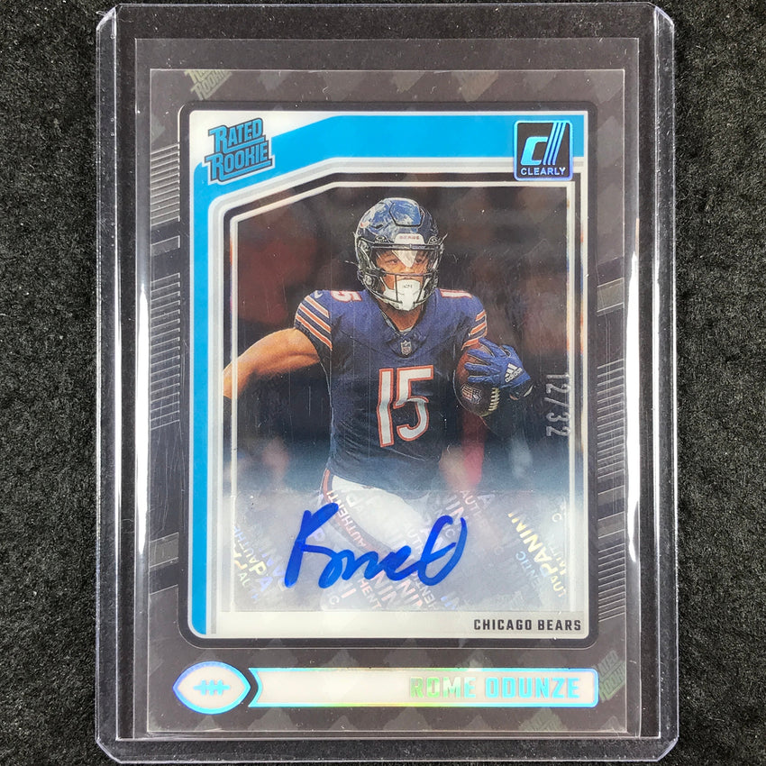 2024 Clearly Donruss Football ROME ODUNZE Rated Rookie Auto RR Logo 12/32 #60