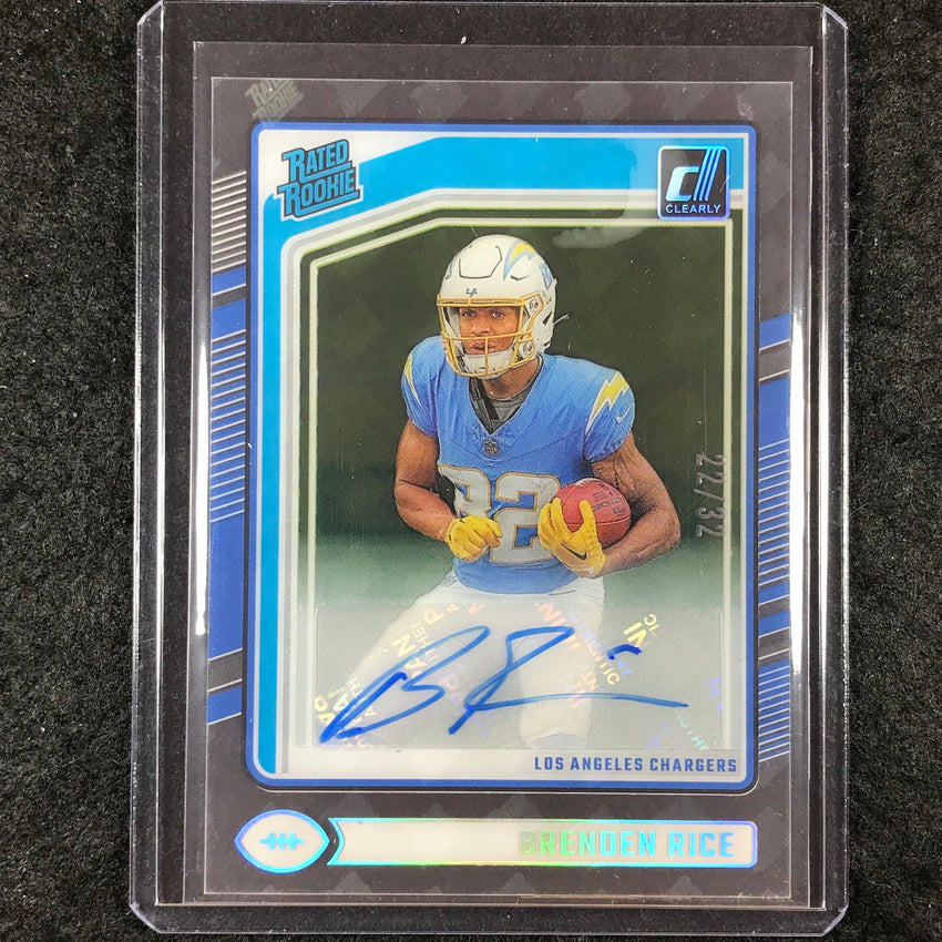 2024 Clearly Donruss Football BRENDEN RICE Rated Rookie Auto RR Logo 22/32 #99