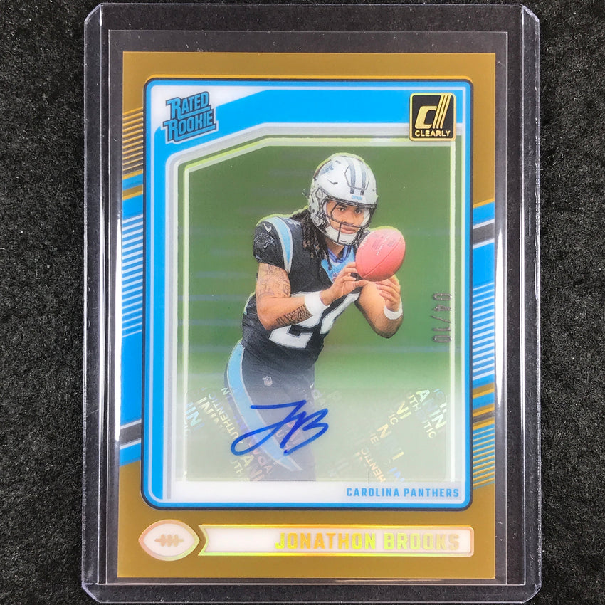 2024 Clearly Donruss Football JONATHON BROOKS Rated Rookie Auto Gold 4/10 #70