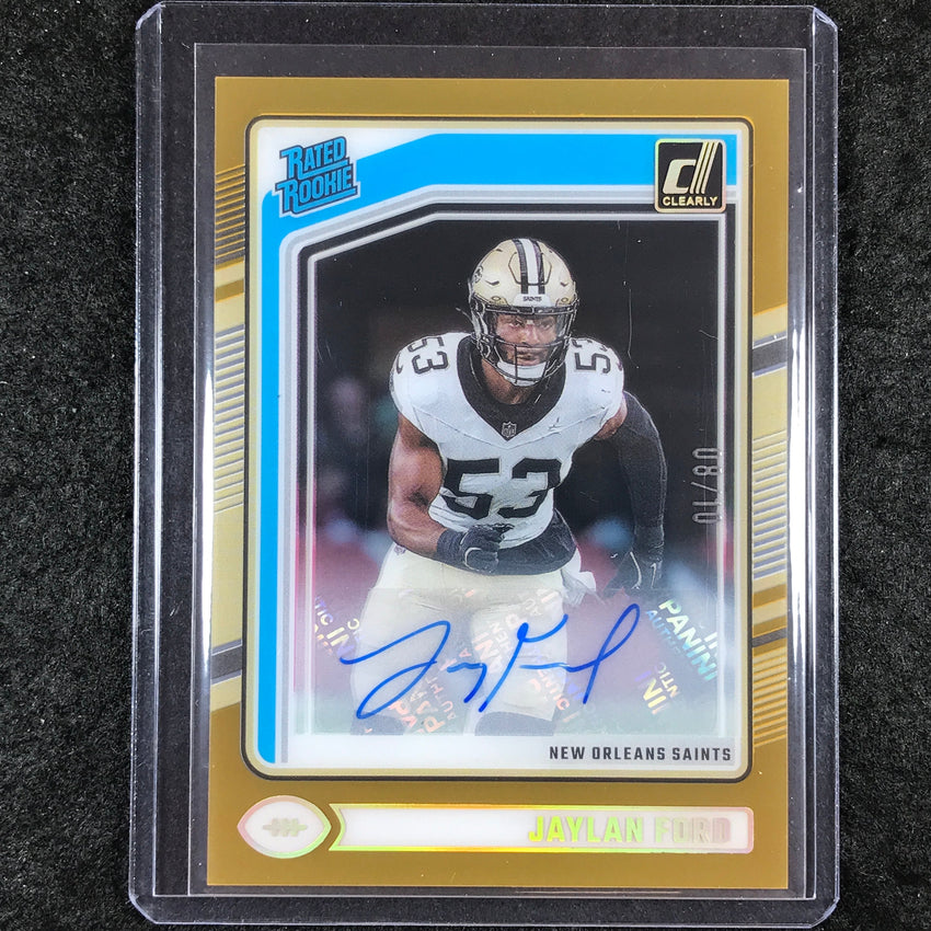 2024 Clearly Donruss Football JAYLAN FORD Rated Rookie Auto Gold 8/10 #92