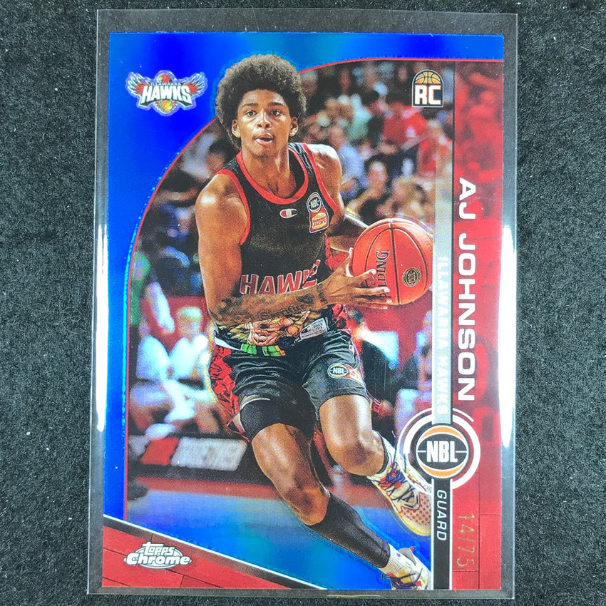 2023-24 Topps Chrome NBL AJ JOHNSON Rookie Base Blue 14/75 #31