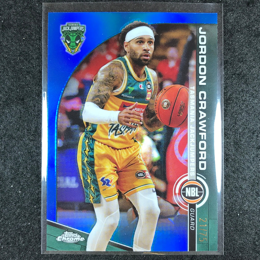 2023-24 Topps Chrome NBL JORDON CRAWFORD Base Blue 21/75 #96