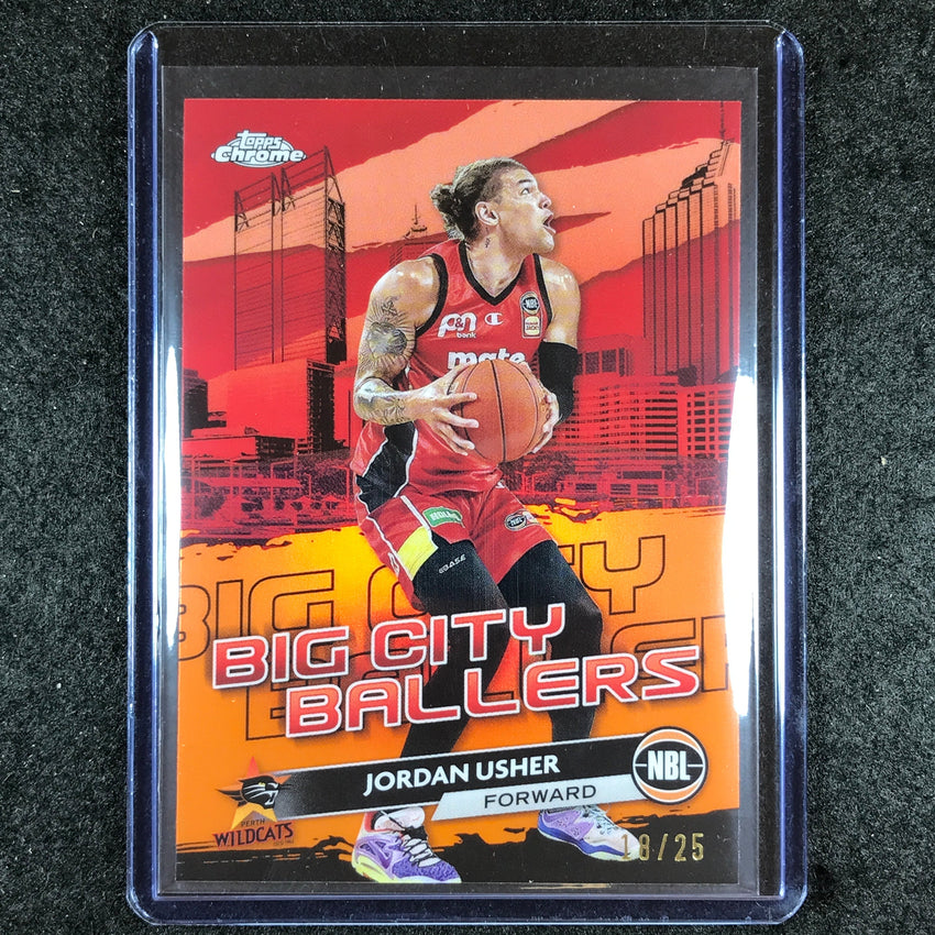 2023-24 Topps Chrome NBL JORDAN USHER Big City Ballers Orange 18/25 #18
