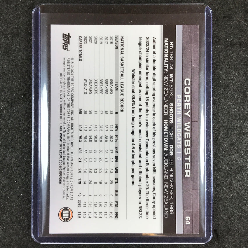 2023-24 Topps Chrome NBL COREY WEBSTER Base Superfractor 1/1 #64