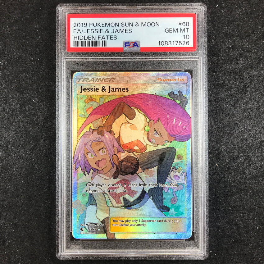 PSA 10 Jessie & James - 68/68 - Full Art Hidden Fates 526