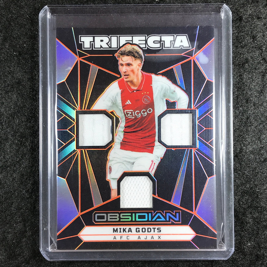 2024-25 Obsidian MIKA GODTS Trifecta Jersey Relic Electric Etch Orange 21/50