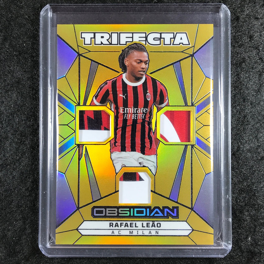 2024-25 Obsidian RAFAEL LEAO Trifecta Patch Relic Electric Etch Gold Flood 3/10
