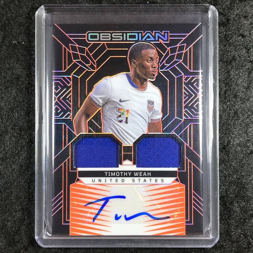 2024-25 Obsidian TIMOTHY WEAH Dual Jersey Ink Auto Electric Etch Orange 14/25