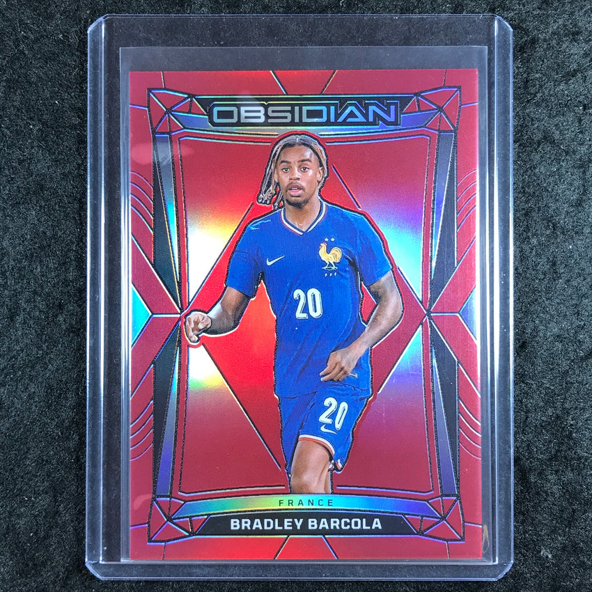 2024-25 Obsidian Soccer BRADLEY BARCOLA Base Electric Etch Red Flood 1/10 #90