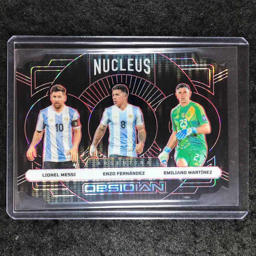 2024-25 Obsidian Soccer MESSI FERNANDEZ MARTINEZ Nucleus Red Pulsar 18/50 #11