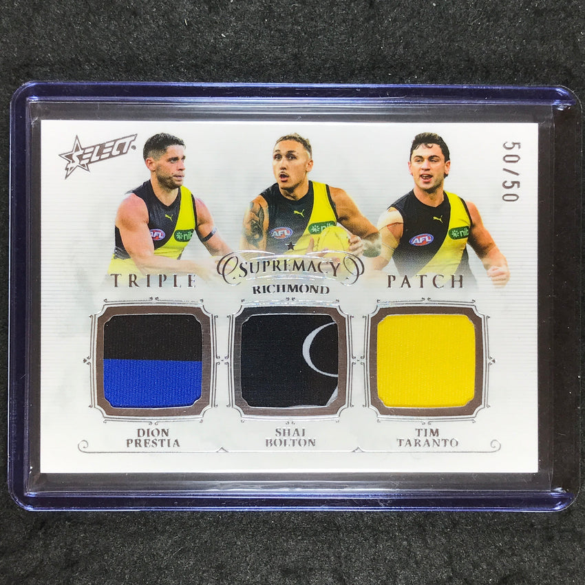 2024 Select AFL Supremacy PRESTIA BOLTON TARANTO Triple Superstar Patch 50/50