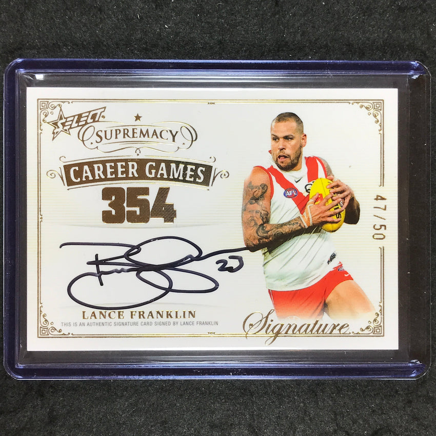 2024 Select AFL Supremacy LANCE FRANKLIN Career Games Signature Auto 47/50 #LF
