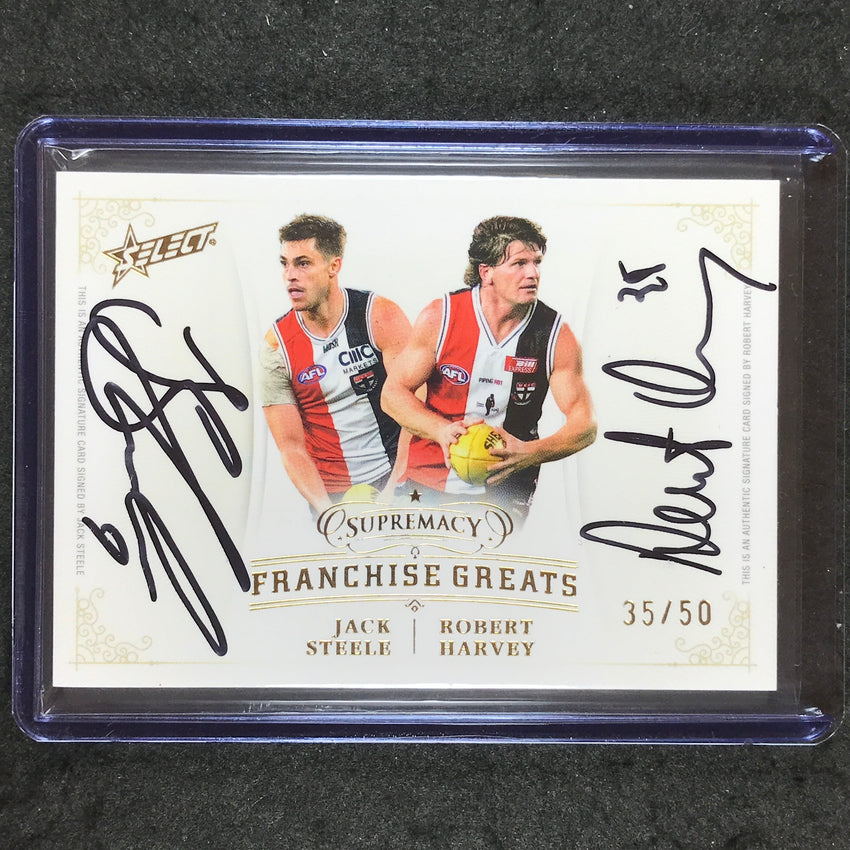 2024 Select AFL Supremacy STEELE HARVEY Franchise Greats Dual Signature 35/50