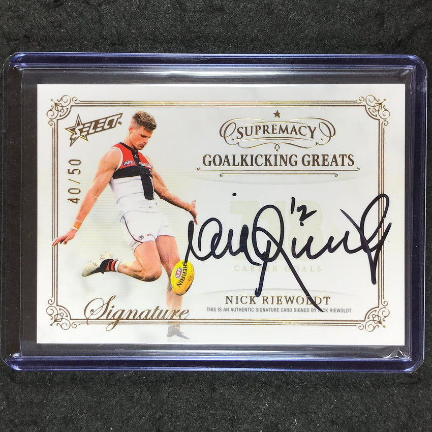 2024 Select AFL Supremacy NICK RIEWOLDT Goalkicking Greats Signature 40/50