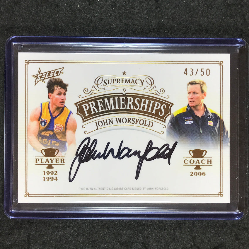 2024 Select AFL Supremacy JOHN WORSFOLD Premierships Player and Coach Auto 43/50