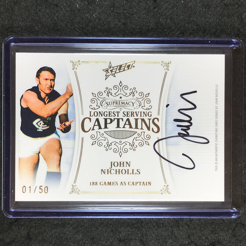 2024 Select AFL Supremacy JOHN NICHOLLS Longest Serving Captains Signature 1/50