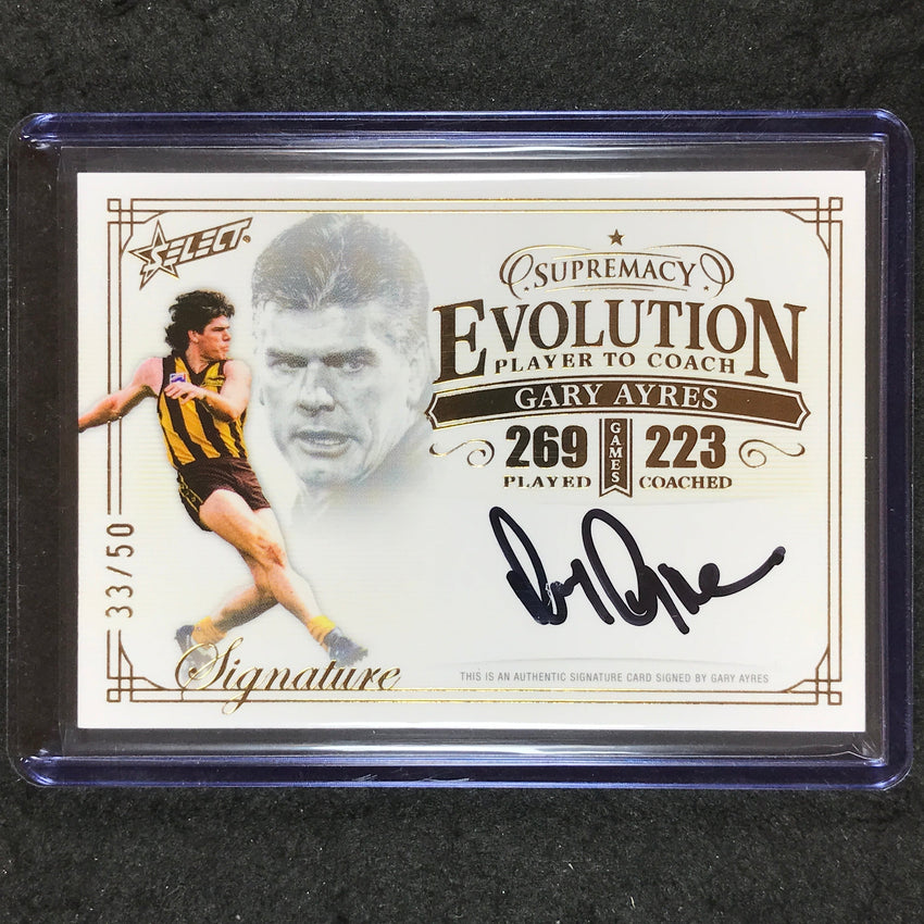 2024 Select AFL Supremacy GARY AYRES Evolution Signature Auto 33/50