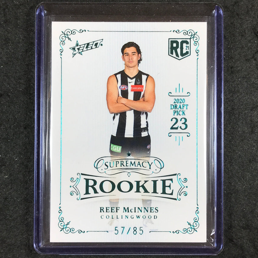 2021 Select AFL Supremacy REEF MCINNES Rookie Platinum Blue 57/85 #23