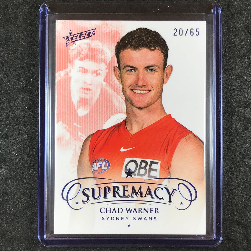 2024 Select AFL Supremacy CHAD WARNER Blue Portrait 20/65 #144