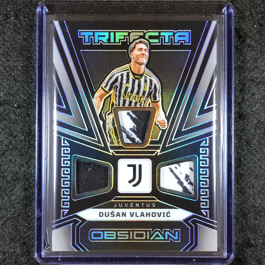 2023-24 Obsidian Soccer DUSAN VLAHOVIC Trifecta Material Jersey Relic 182/199