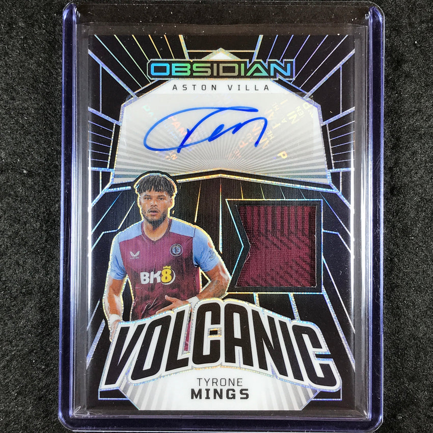 2023-24 Obsidian Soccer TYRONE MINGS Volcanic Material Jersey Auto Base 98/199