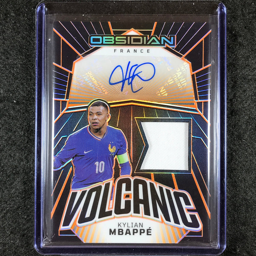 2023-24 Obsidian Soccer KYLIAN MBAPPE Volcanic Material Jersey Auto Orange 17/25