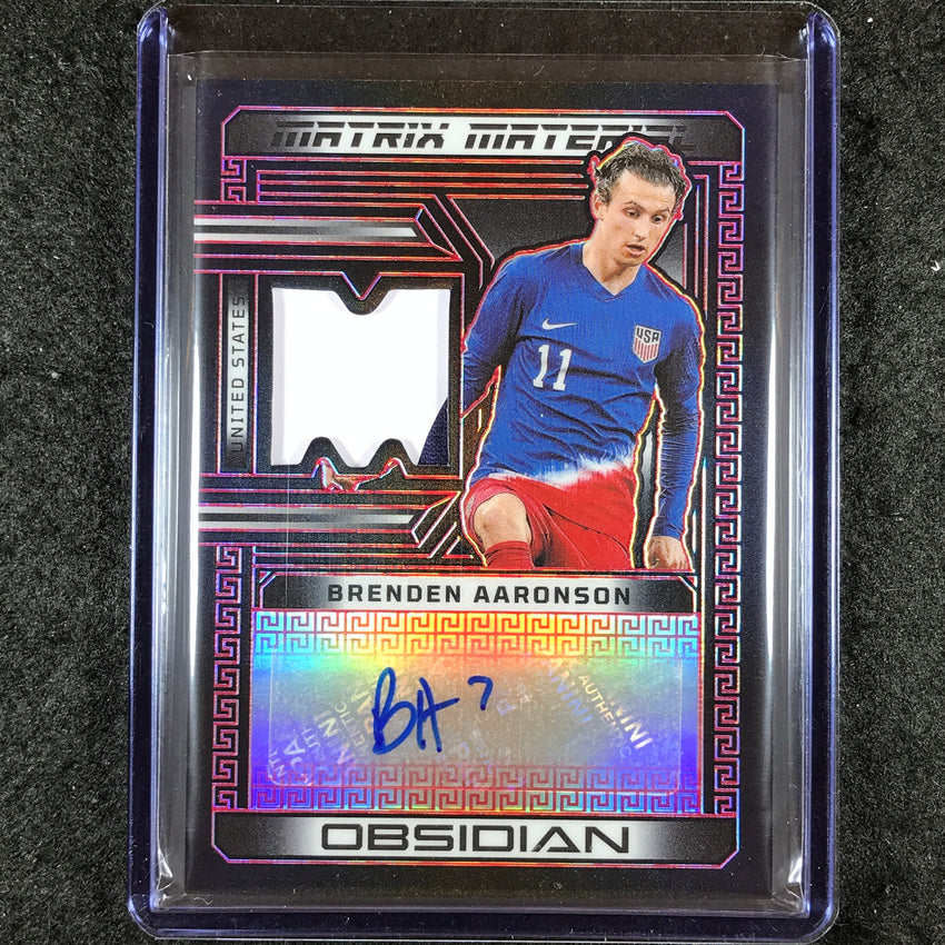 2023-24 Obsidian Soccer BRENDEN AARONSON Matrix Material Patch Auto Red 12/15