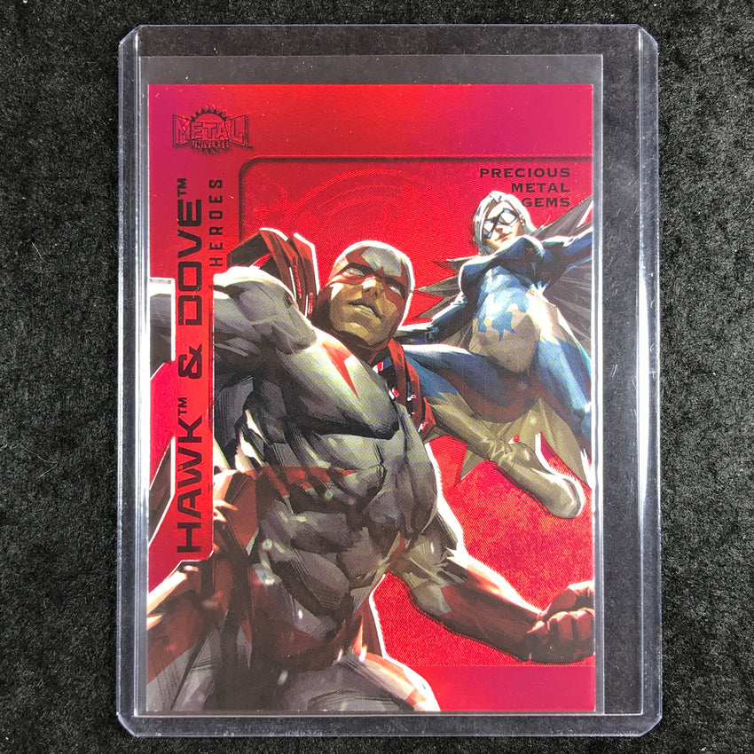 2025 Metal Universe Batman HAWK & DOVE Precious Metal Gems Red 6/100 #43