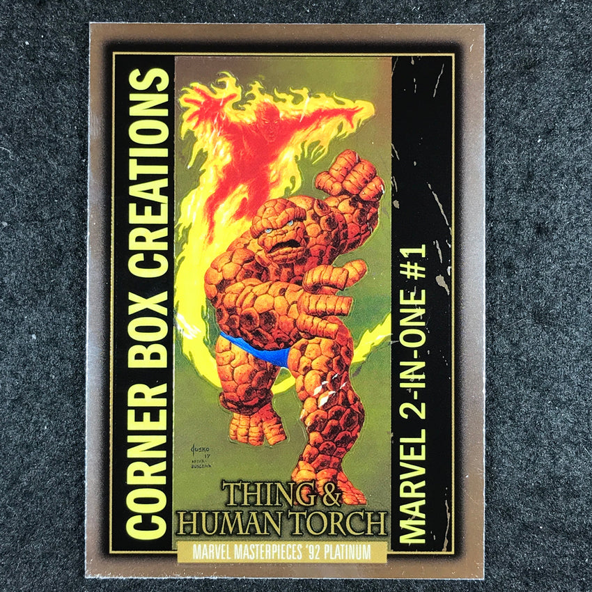 2024 Marvel Masterpieces '92 Platinum THING HUMAN TORCH Corner Box Creations #15