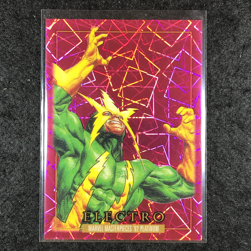 2024 Marvel Masterpieces '92 Platinum ELECTRO Base Pink Laser 947/992 #23