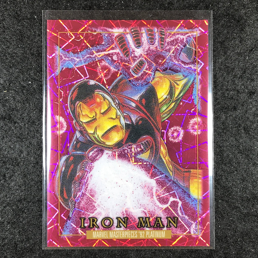 2024 Marvel Masterpieces '92 Platinum IRON MAN Base Pink Laser 952/992 #38