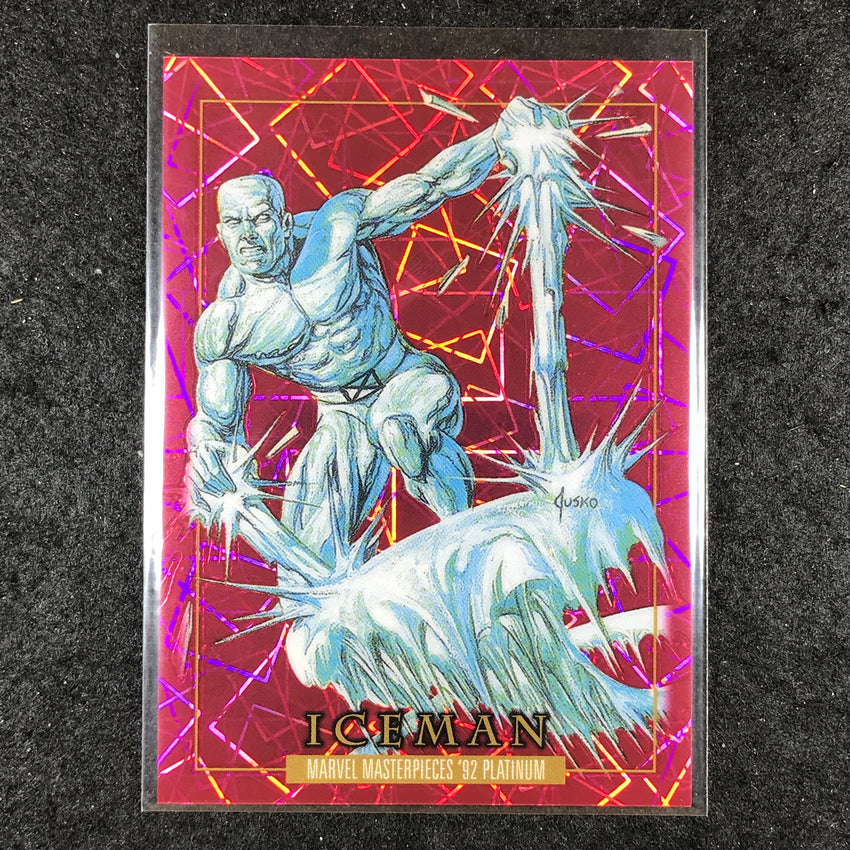 2024 Marvel Masterpieces '92 Platinum ICEMAN Base Pink Laser 712/992 #40