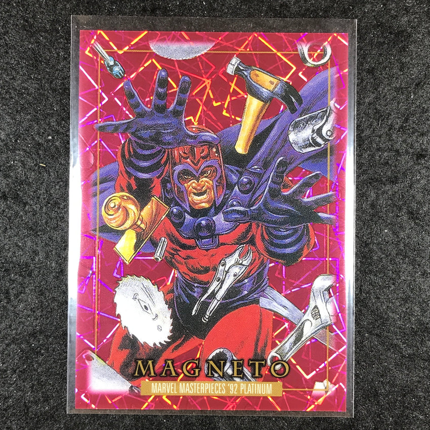 2024 Marvel Masterpieces '92 Platinum MAGNETO Base Pink Laser 468/992 #49