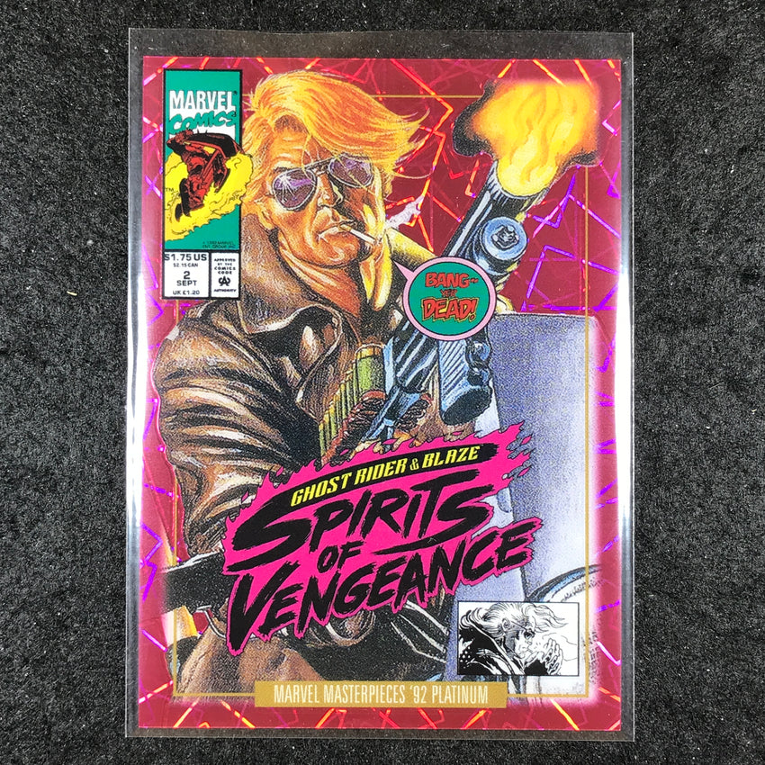 2024 Marvel Masterpieces '92 Platinum JOHNNY BLAZE Variant Pink Laser 166/692 #2