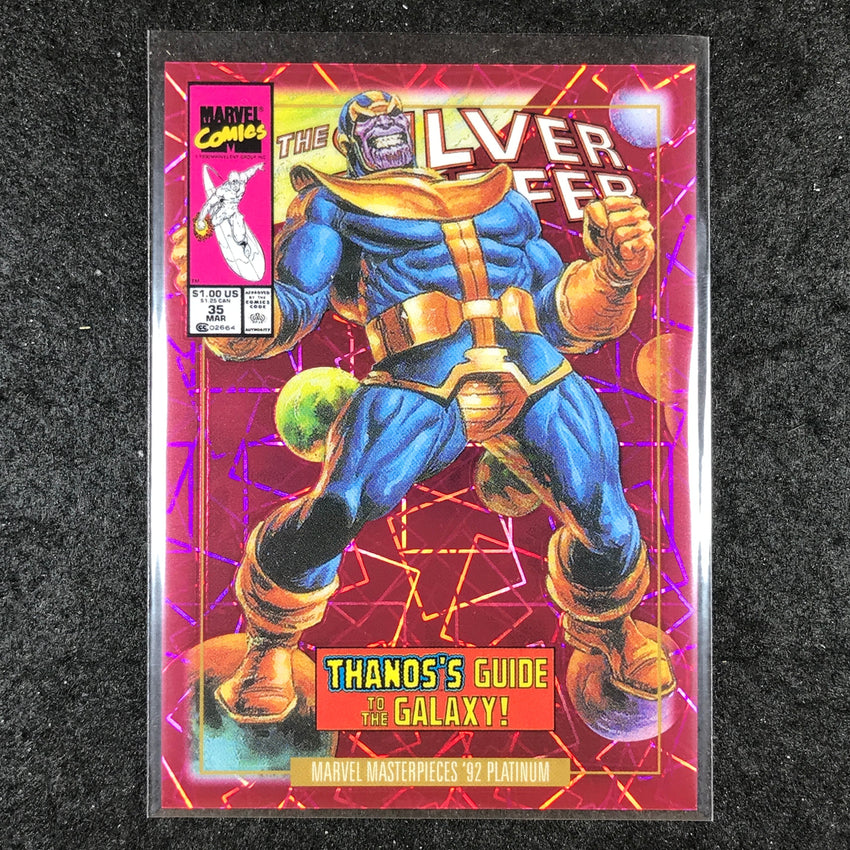 2024 Marvel Masterpieces '92 Platinum THANOS Variant Pink Laser 180/692 #83