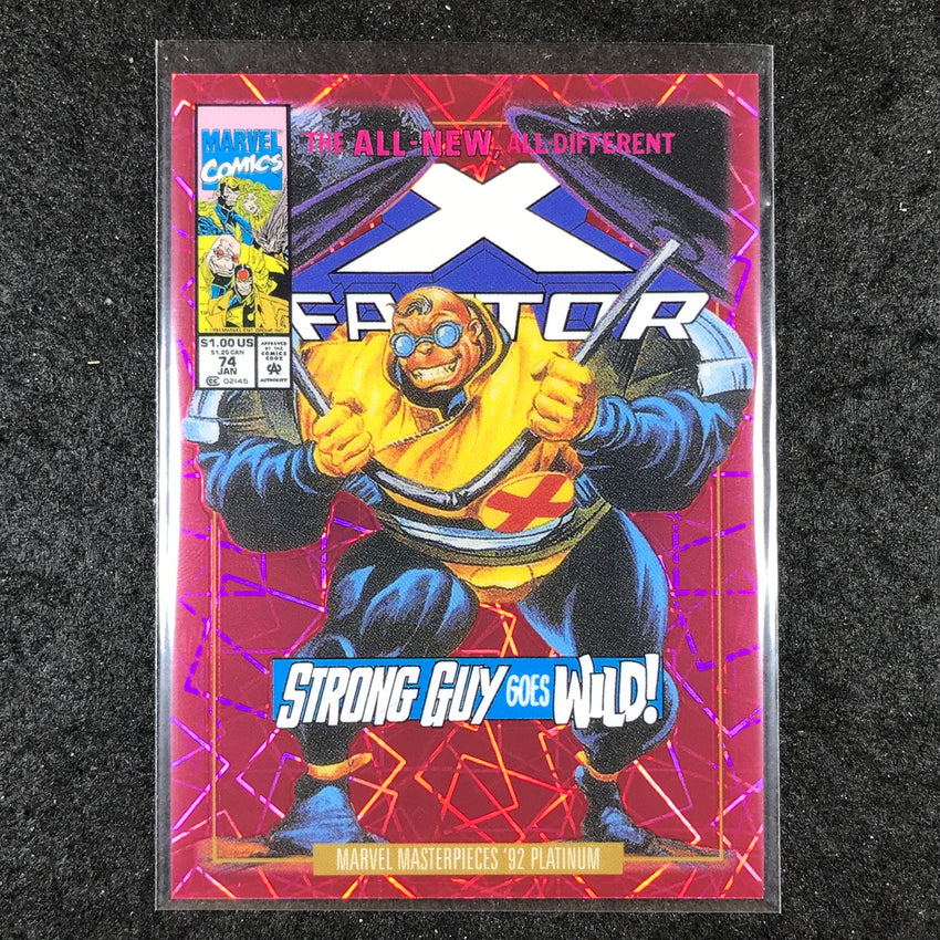 2024 Marvel Masterpieces '92 Platinum STRONG GUY Variant Pink Laser 31/692 #85