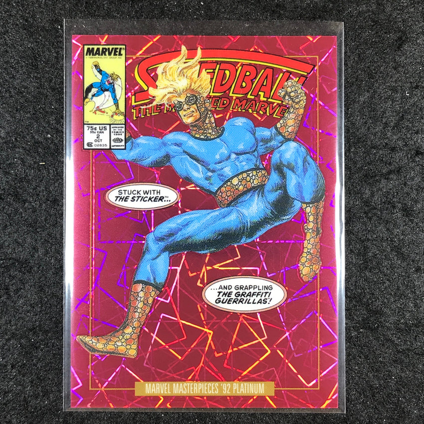 2024 Marvel Masterpieces '92 Platinum SPEEDBALL Variant Pink Laser 217/692 #88