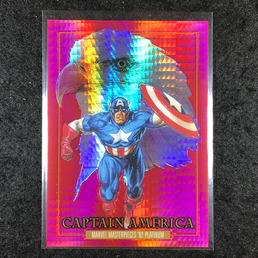 2024 Marvel Masterpieces '92 Platinum CAPTAIN AMERICA Base Red Prism 111/492 #16