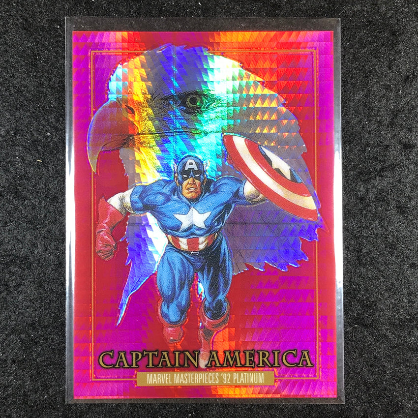 2024 Marvel Masterpieces '92 Platinum CAPTAIN AMERICA Base Red Prism 265/492 #16