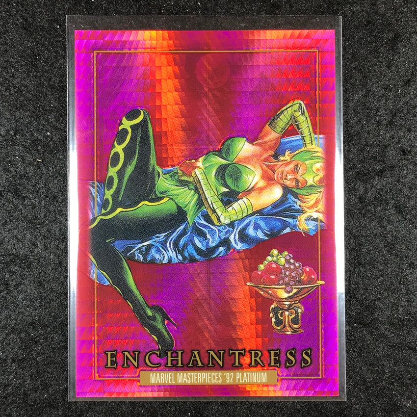 2024 Marvel Masterpieces '92 Platinum ENCHANTRESS Base Red Prism 127/492 #21