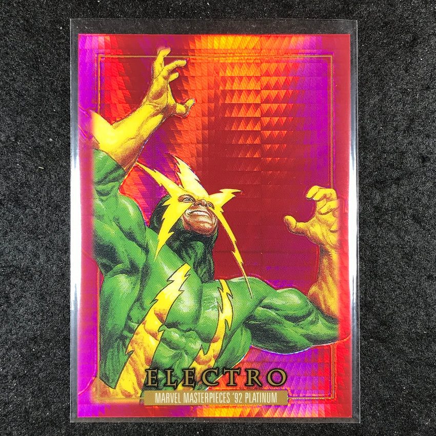 2024 Marvel Masterpieces '92 Platinum ELECTRO Base Red Prism 58/492 #23