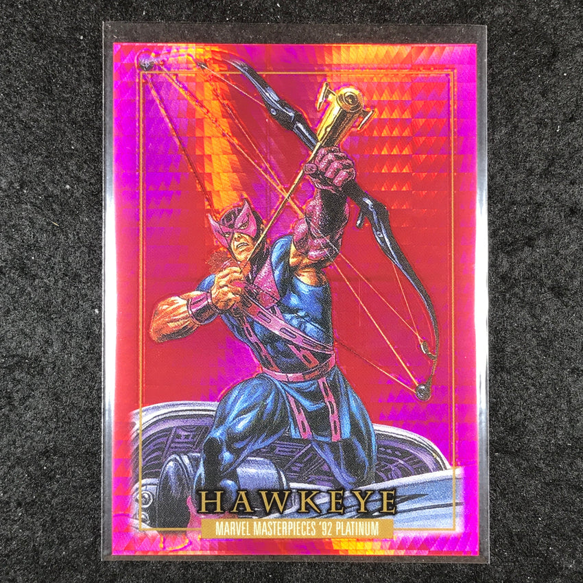 2024 Marvel Masterpieces '92 Platinum HAWKEYE Base Red Prism 407/492 #34