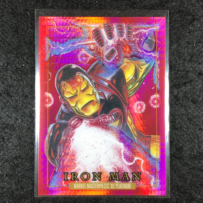2024 Marvel Masterpieces '92 Platinum IRON MAN Base Red Prism 154/492 #38