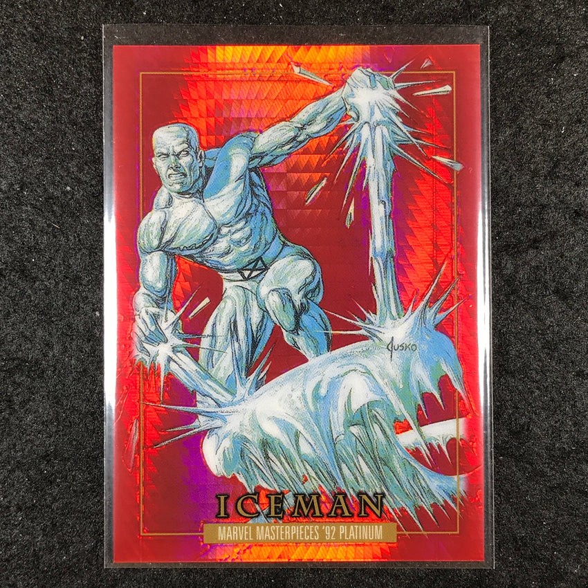 2024 Marvel Masterpieces '92 Platinum ICEMAN Base Red Prism 43/492 #40