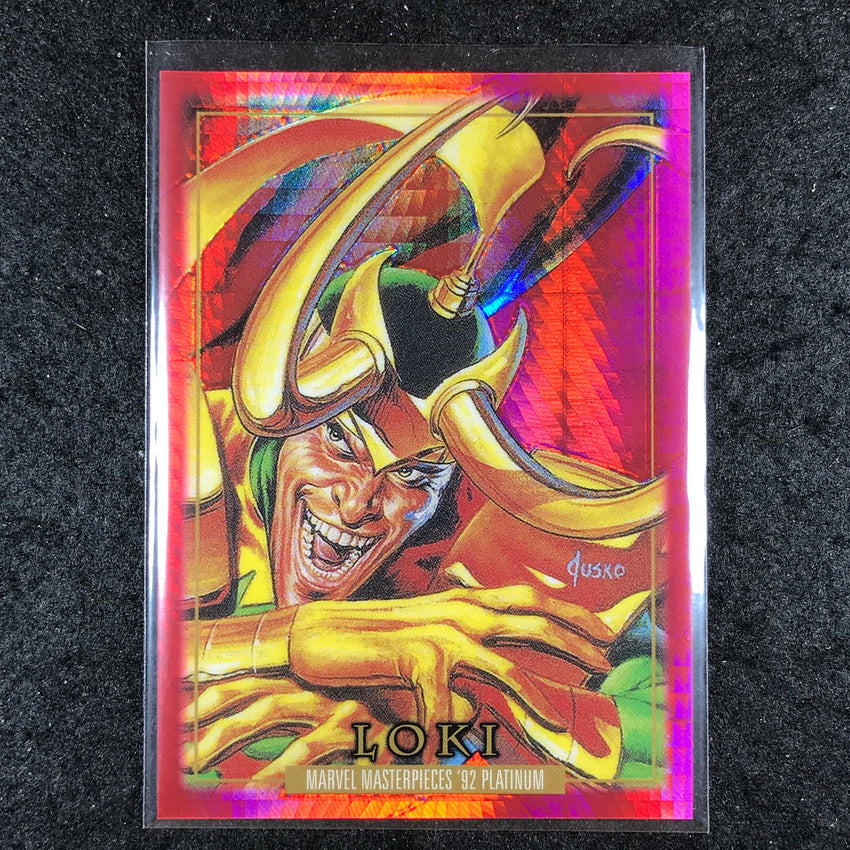 2024 Marvel Masterpieces '92 Platinum LOKI Base Red Prism 445/492 #50