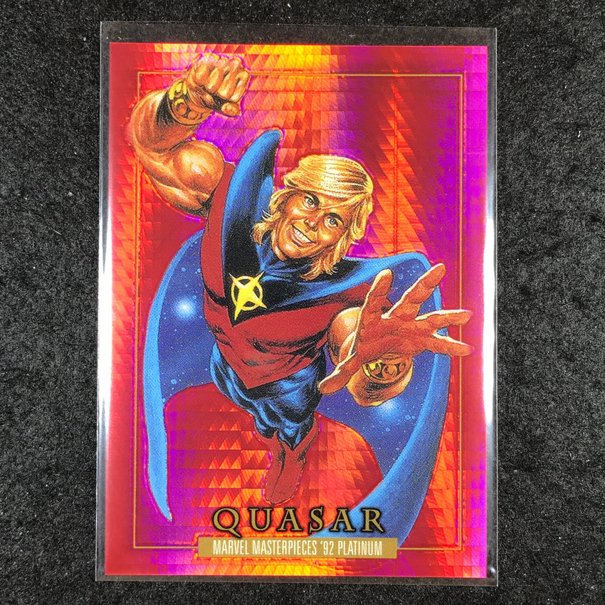 2024 Marvel Masterpieces '92 Platinum QUASAR Base Red Prism 205/492 #72