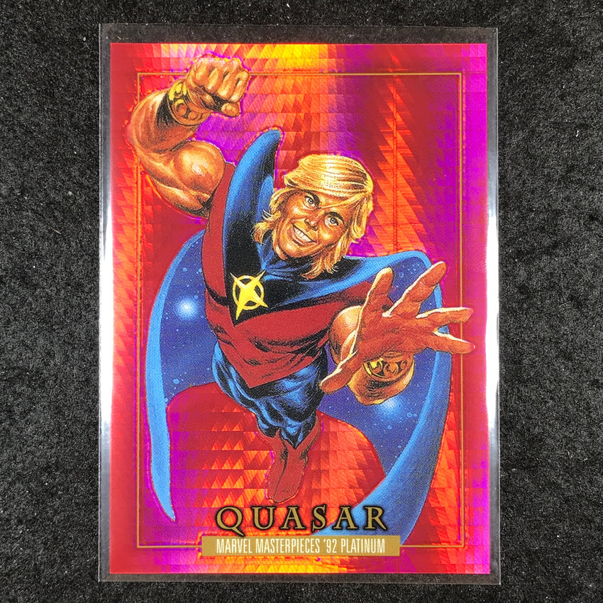 2024 Marvel Masterpieces '92 Platinum QUASAR Base Red Prism 411/492 #72