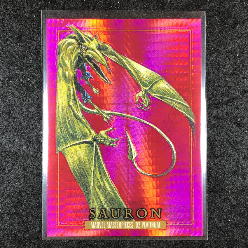 2024 Marvel Masterpieces '92 Platinum SAURON Base Red Prism 250/492 #76